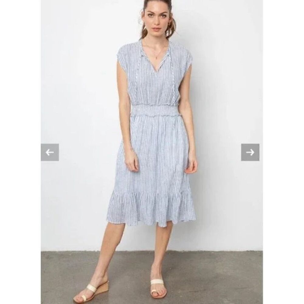 NWT Rails Ashlyn Fremont Stripe navy blue midi dress weekend XS